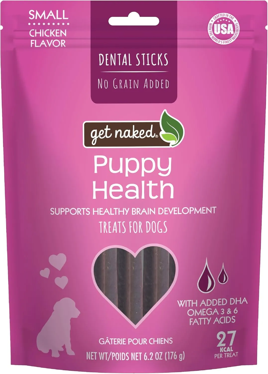 Get Naked Grain Free 1 Pouch 6.2 Oz Puppy Health Dental Chew Sticks, Small