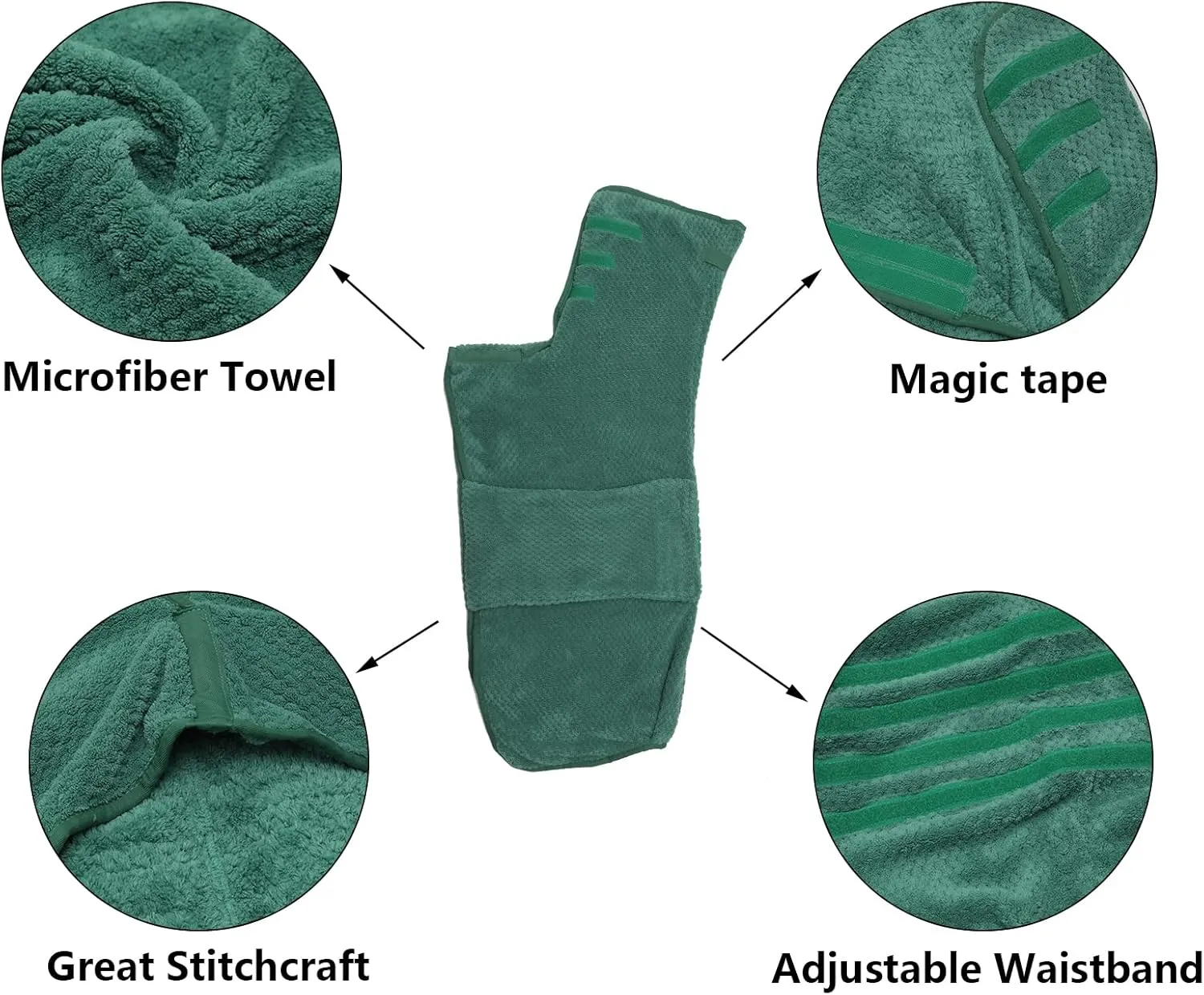 Geyecete Pineapple Grid Fast Drying Super Absorbent Dog Cat Bath Robe Towel - Green, XL