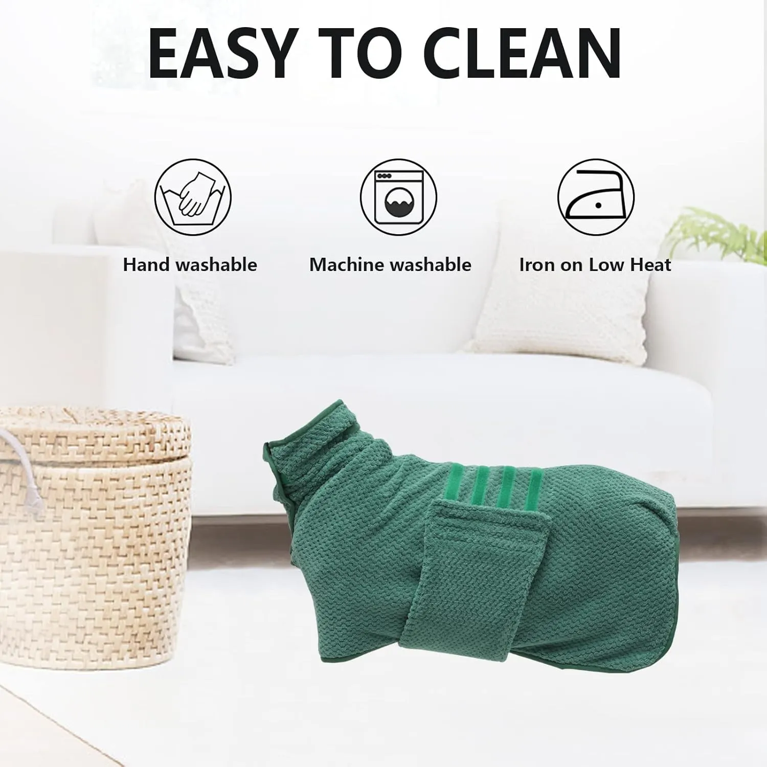 Geyecete Pineapple Grid Fast Drying Super Absorbent Dog Cat Bath Robe Towel - Green, XL