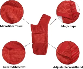 Geyecete Pineapple Grid Fast Drying Super Absorbent Dog Cat Bath Robe Towel - Red, XL