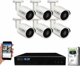 GW Security 8 Channel 4K NVR 8MP AI Human & Vehicle Detection Security Camera System with 6 UHD 4K 2160P Microphone PoE Outdoor/Indoor Waterproof IP Security Bullet Cameras (White)