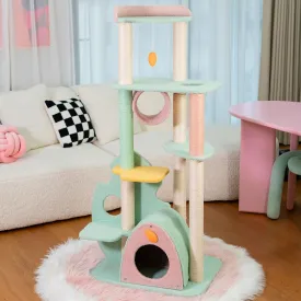 Happy & Polly 57.5" Cat Tree Extra Large Cats Tower Condo with Sisal Scratching Posts Luxury Cozy House Indoor Heavy Duty for Cats, Multi-Level Play Activities Platform Tall Perch, XL