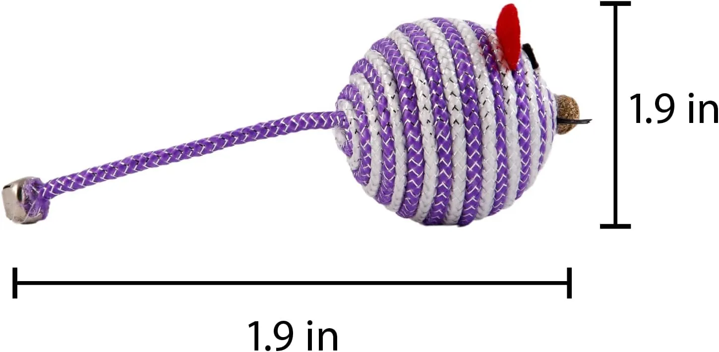 Hartz Cattraction Bell Mouse Cat Toy with Two Silver Vine & Catnip Sisal Mice - 2 Pack, All Breed Sizes