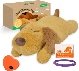 Heartbeat Puppy Toy giftbox,Simulates Breathing/Heartbeat/Warmth,with Dog Calming Collar and Box,Dog Anxiety Relief, Sleep Aid for Puppy