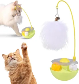 Interactive Cat Feather Toys, 2025 New Automatic Interactive Cat Toys for Indoor Cats Exercise Feather Toy for All Breeds (Yellow)