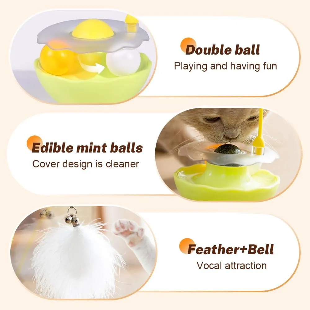 Interactive Cat Feather Toys, 2025 New Automatic Interactive Cat Toys for Indoor Cats Exercise Feather Toy for All Breeds (Yellow)