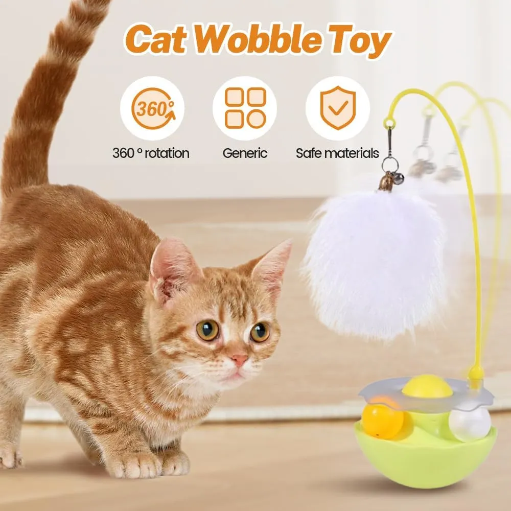 Interactive Cat Feather Toys, 2025 New Automatic Interactive Cat Toys for Indoor Cats Exercise Feather Toy for All Breeds (Yellow)