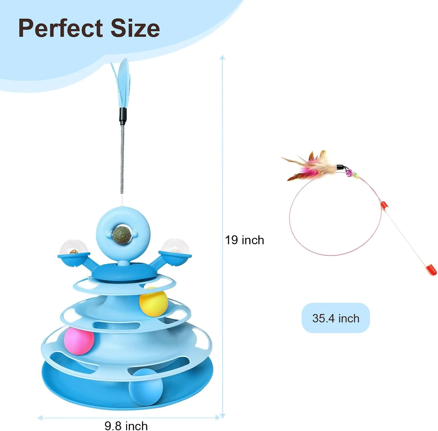 Interactive Cat Toy Kitten Toys Cat Toys with Catnip Balls Cat Toys for Indoor Cats Cat Ball Toy for Bored Indoor Adult Cats Blue