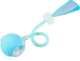 Interactive Cat Toys Ball for Indoor Cats, 2025 New Generation Automatic Moving Ball Toy with Elastic Mesh Tail, Chirping & Obstacle Avoidance and Motion Activated, BlueRechargeable