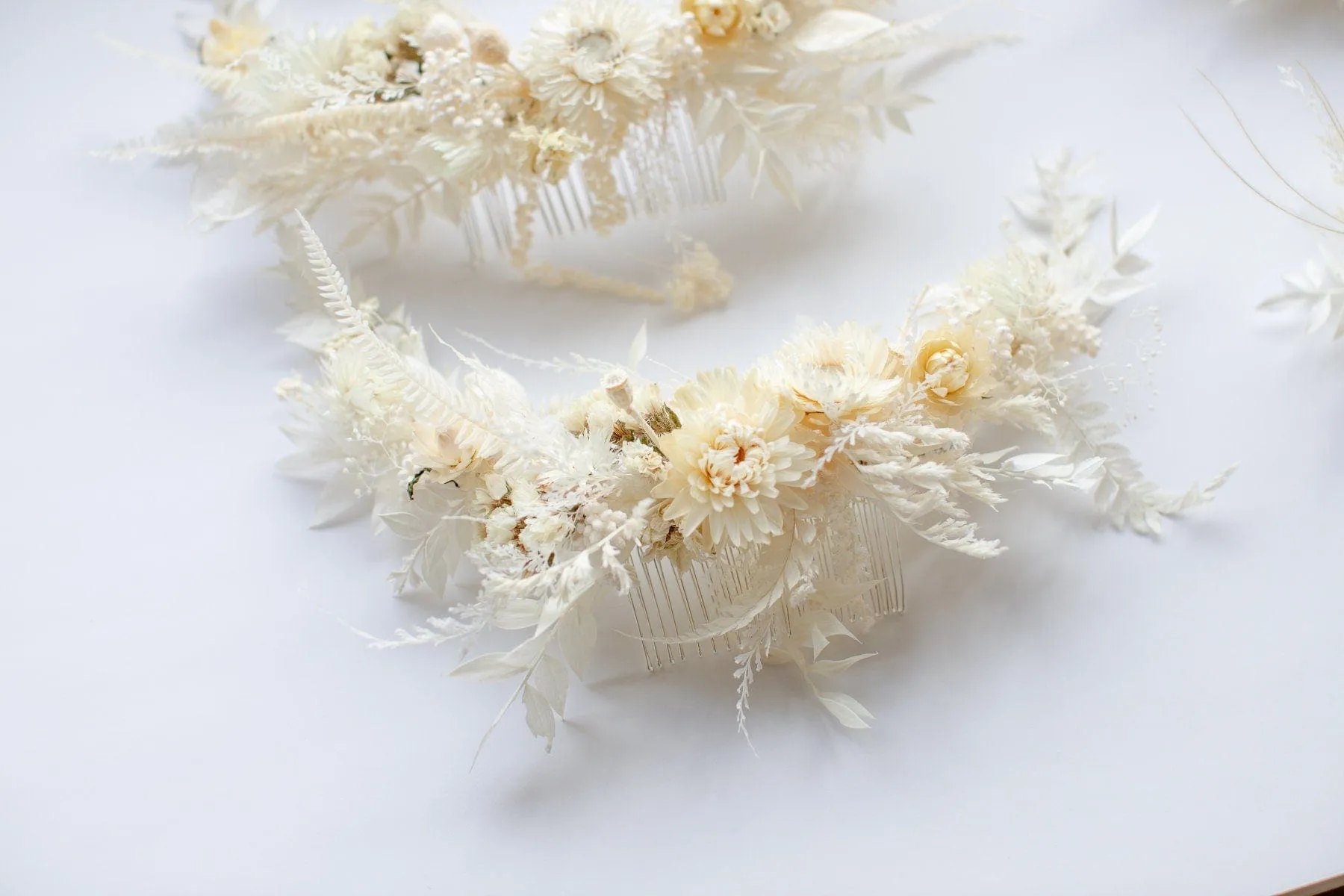 Large & Small All White Bridal Boho Comb / Wedding Hair Accessory