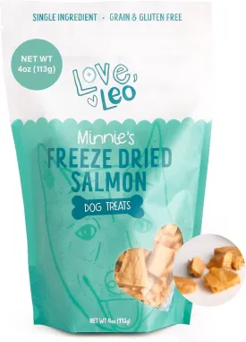 Love Leo Freeze Dried Salmon Treats for Dogs (2 - Pack) - All-Natural, Single Ingredient Salmon Treats - Gluten Free, Grain Free High Protein Dog Treats for Training and Food Topper