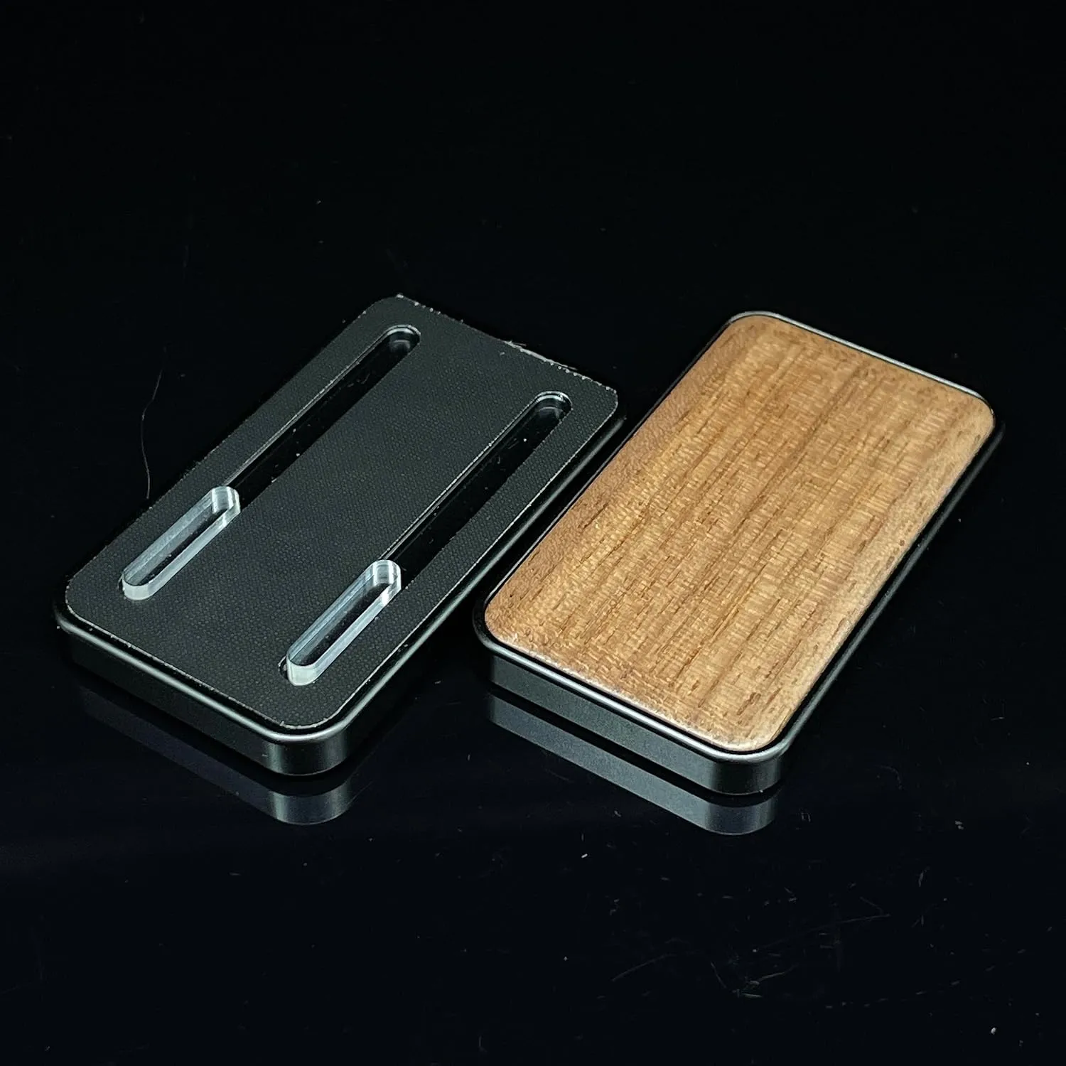 Metal Frame Walnut Haptic Slider Push Game EDC Fidget Clicker Adult Fidget Toys ADHD Tool Anti-Anxiety Office Desk Toys Adult Stress Relief Toys (Black Frame)