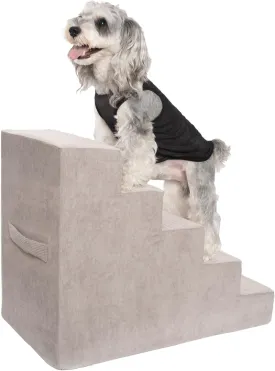 MEWANG Dog Stairs for Small & Medium Dogs and Old Cats 3/4/ 5 Steps High-Density Foam Pet Ramp for Bed & Couch, Non-Slip, Washable Cover, Grey (Square Corner, 5 Steps: 29.92''22.83''15.75'', 2)
