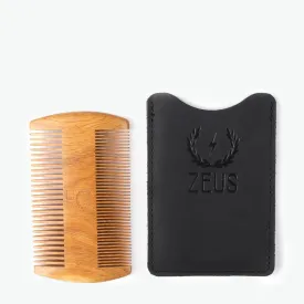 Organic Sandalwood Double-Sided Beard Comb with Leather Sheath