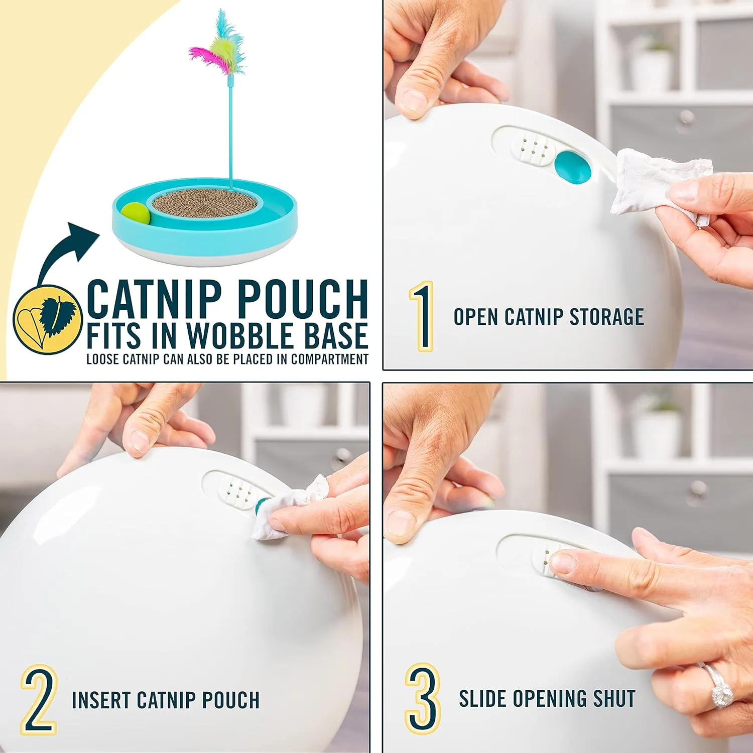 OurPets Wobble Scratch Track Cat Toy - Interactive Cat Toys for Indoor Cats with Ball Track That Rolls; Feather Wand and Scratcher Pad. Great as a Kitten Toy for Self Play to Keep Them Busy