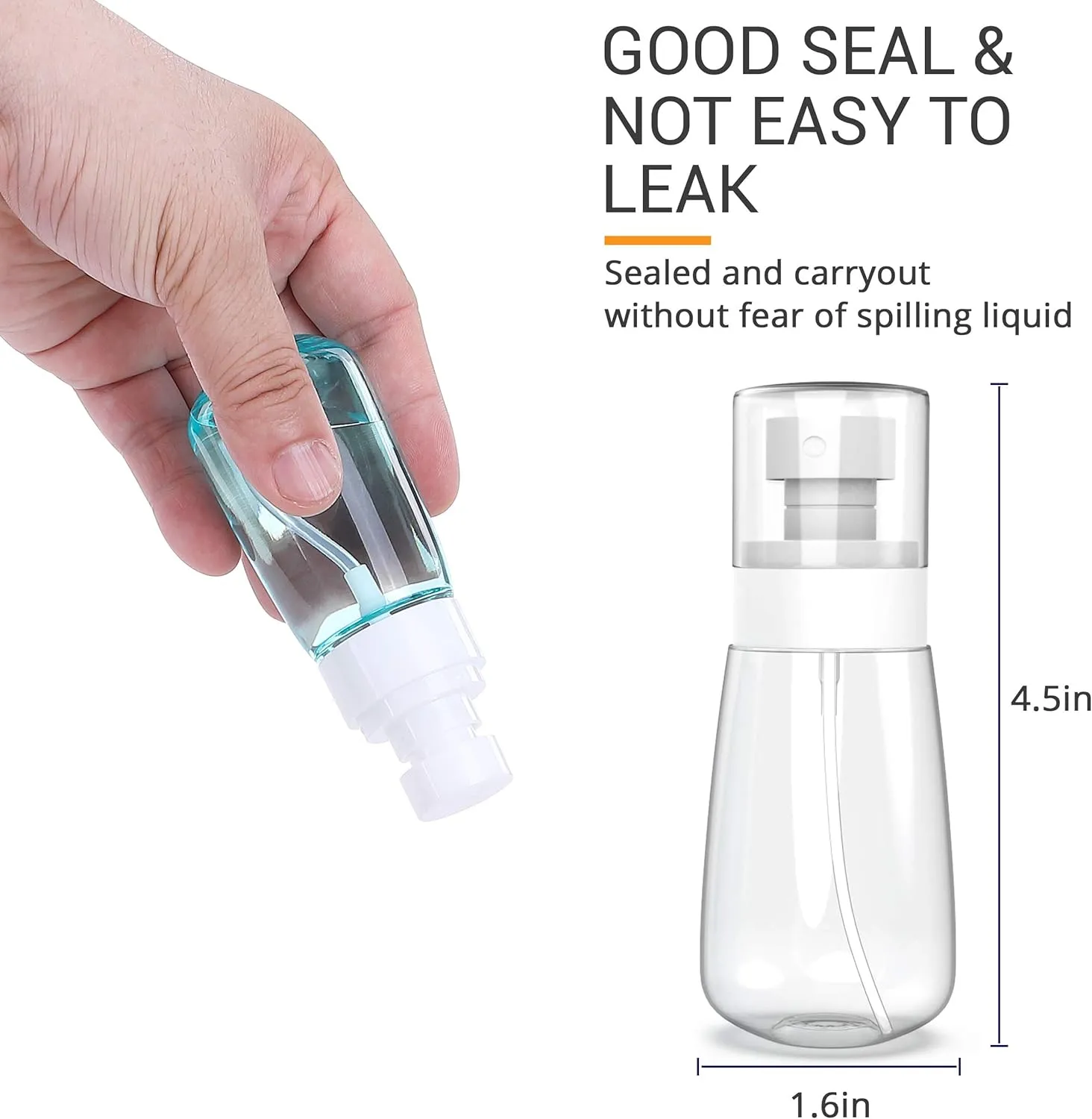 Pack 2 Small Spray Bottle Travel Size 2oz/60ml - Fine Mist Mini Empty Spray Bottles - Leak Proof - for Toners, Face & Hair Mist