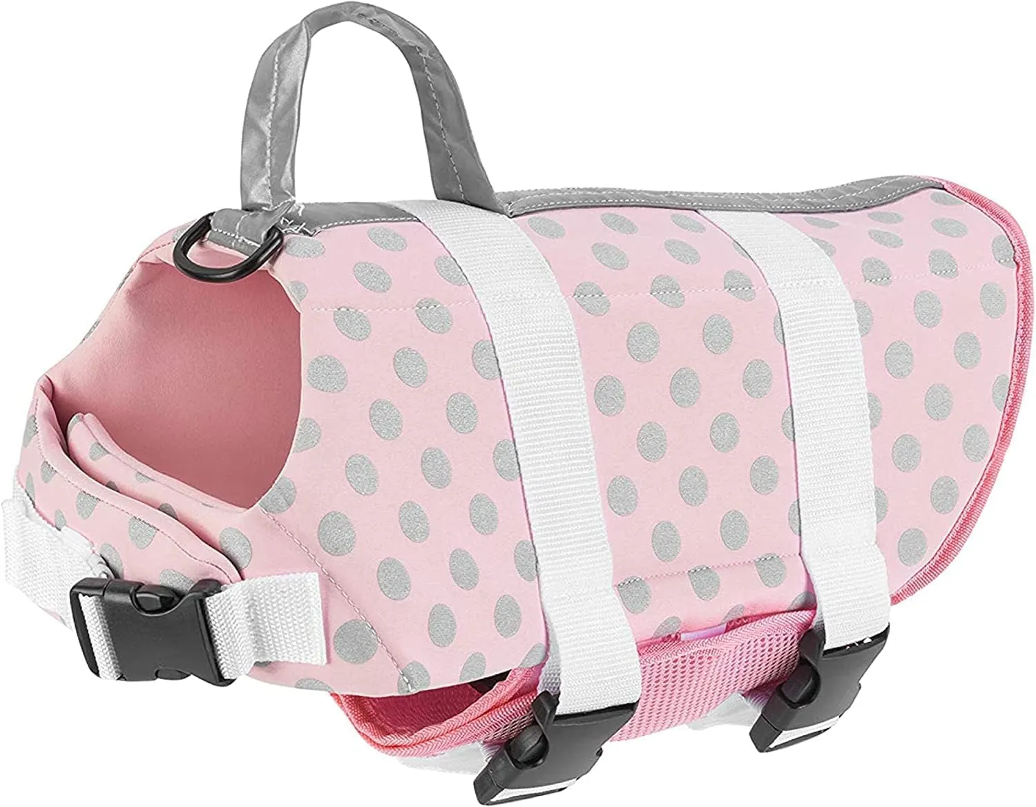 Paws Aboard Dog Life Jacket - Keep Your Canine Safe with a Neoprene Life Vest for Swimming and Boating - Available in Different Sizes, Color and Design to Choose - Pink/Silver, Small