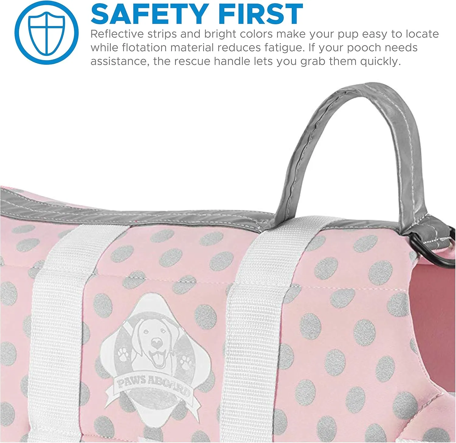 Paws Aboard Dog Life Jacket - Keep Your Canine Safe with a Neoprene Life Vest for Swimming and Boating - Available in Different Sizes, Color and Design to Choose - Pink/Silver, Small