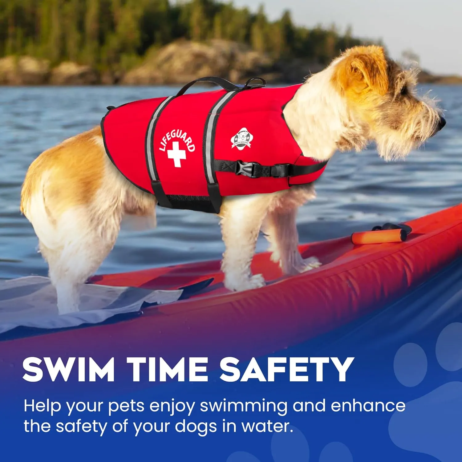 Paws Aboard Dog Life Jacket - Keep Your Canine Safe with a Neoprene Life Vest for Swimming and Boating - Available in Different Sizes, Color and Design to Choose - Red, Small