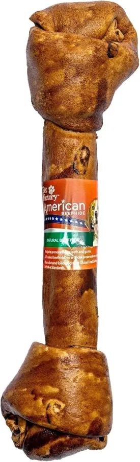 Pet Factory American Beefhide 12" Knotted Bone Dog Chew Treat - Peanut Butter Flavor, 1 Count/1 Pack