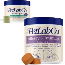 PetLab Co.  Seasonal Allergy Support & Dental Care in One Routine - Allergy & Immune Chews   ProBright Dental Powder for Total Wellness Inside & Out - Small Dogs