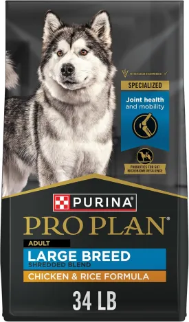 Purina Pro Plan Joint Health for Dogs, Large Breed Dog Food Dry, Shredded Blend Chicken & Rice Formula - 34 lb. Bag