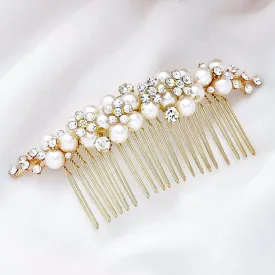 "Bertha" - Gold Pearl Bridal Hair Comb