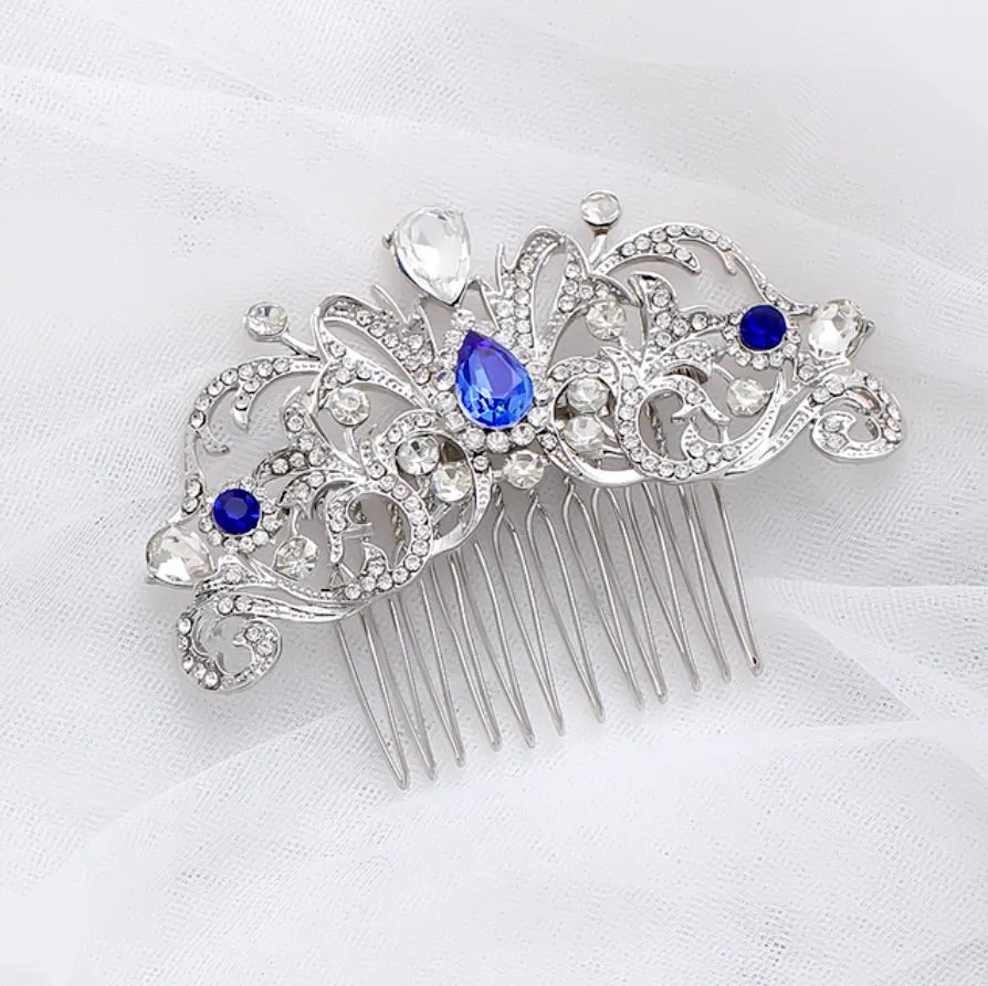 "Meara" - Crystal Bridal Hair Comb - Available in Rose Gold, Yellow Gold and Silver