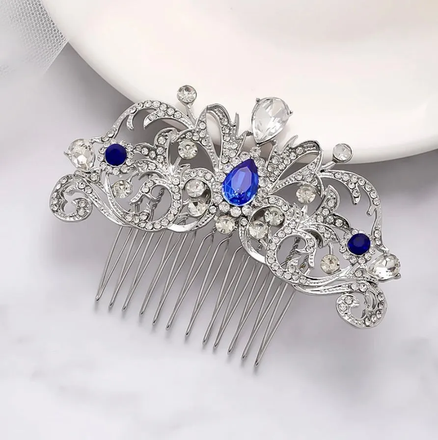 "Meara" - Crystal Bridal Hair Comb - Available in Rose Gold, Yellow Gold and Silver