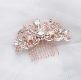 "Meara" - Crystal Bridal Hair Comb - Available in Rose Gold, Yellow Gold and Silver