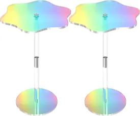 Rainbow Clear Side Table Small Acrylic End Tables 13.8 * 11.6 H: 21.3 Inch Modern Flower-Like Shape Drink Table for Small Spaces Sturdy Easy Assembly for Living Room Balcony Garden Office (2 Pack)