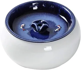 REAGAR Ceramic Cat Water Fountain w/2 Sets Replacement Filters and Foam Automatic Cat Water Dispenser Easy to Clean Design Pet Drinking Fountain Bowl for Cats Dogs