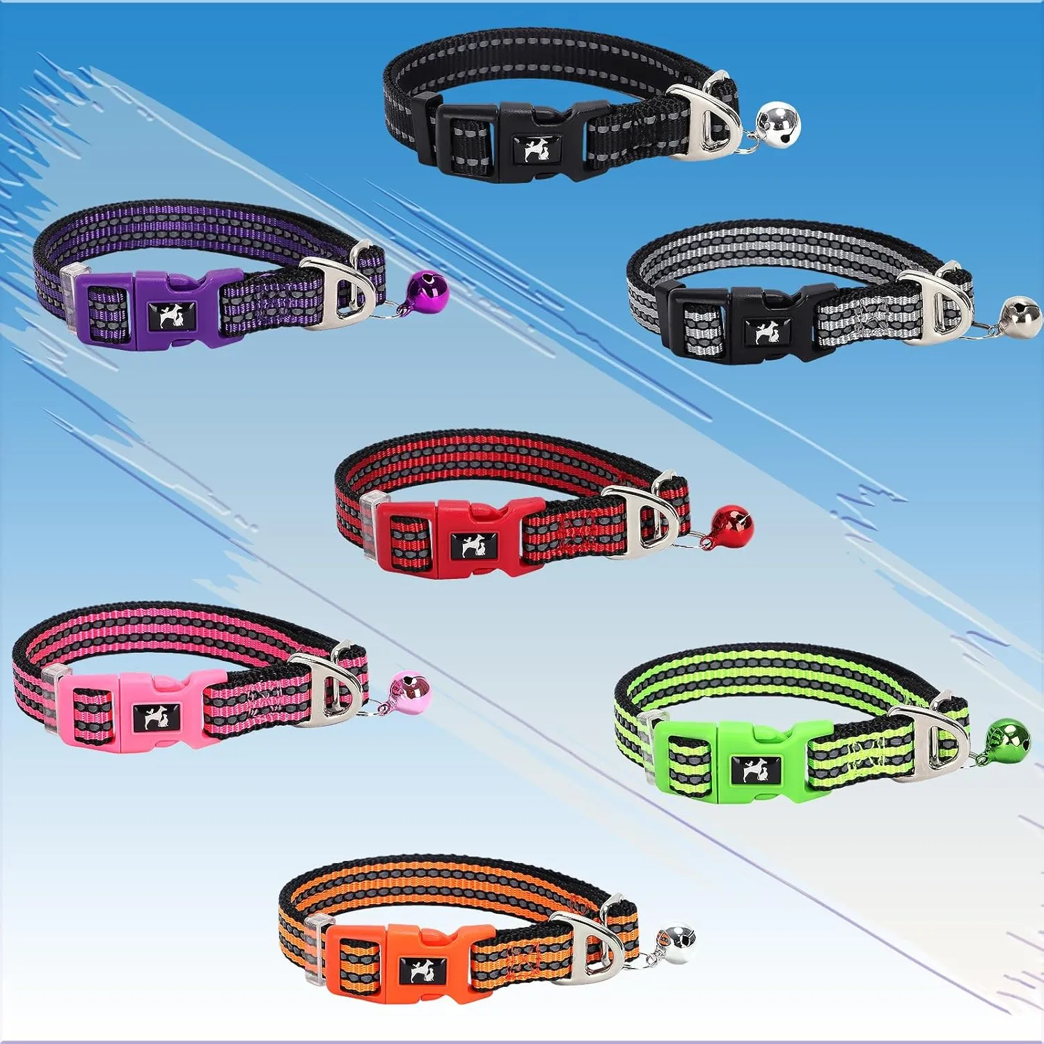 Small Dog Collar with Bell - Reflective Soft Adjustable Nylon Collar for XXS XS Breeds, Lightweight & Comfortable for Tiny Dogs -Orange S