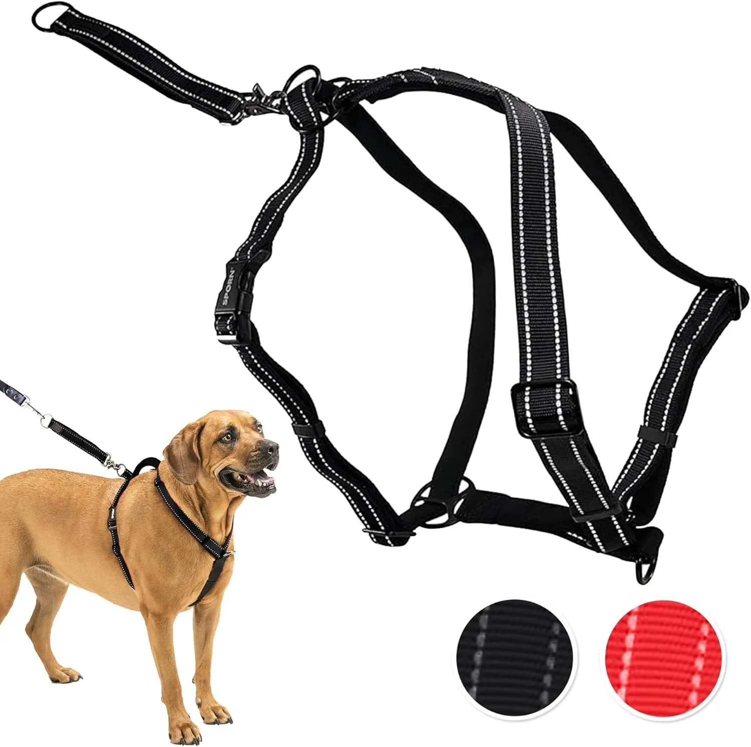 Ultimate Control Dog Harness Large Sized Dog, Black Nylon Large Dog Harness with Detachable Accessory Handle & Leash Extension, No Pull Dog Harness Large Sized Provides by Sporn