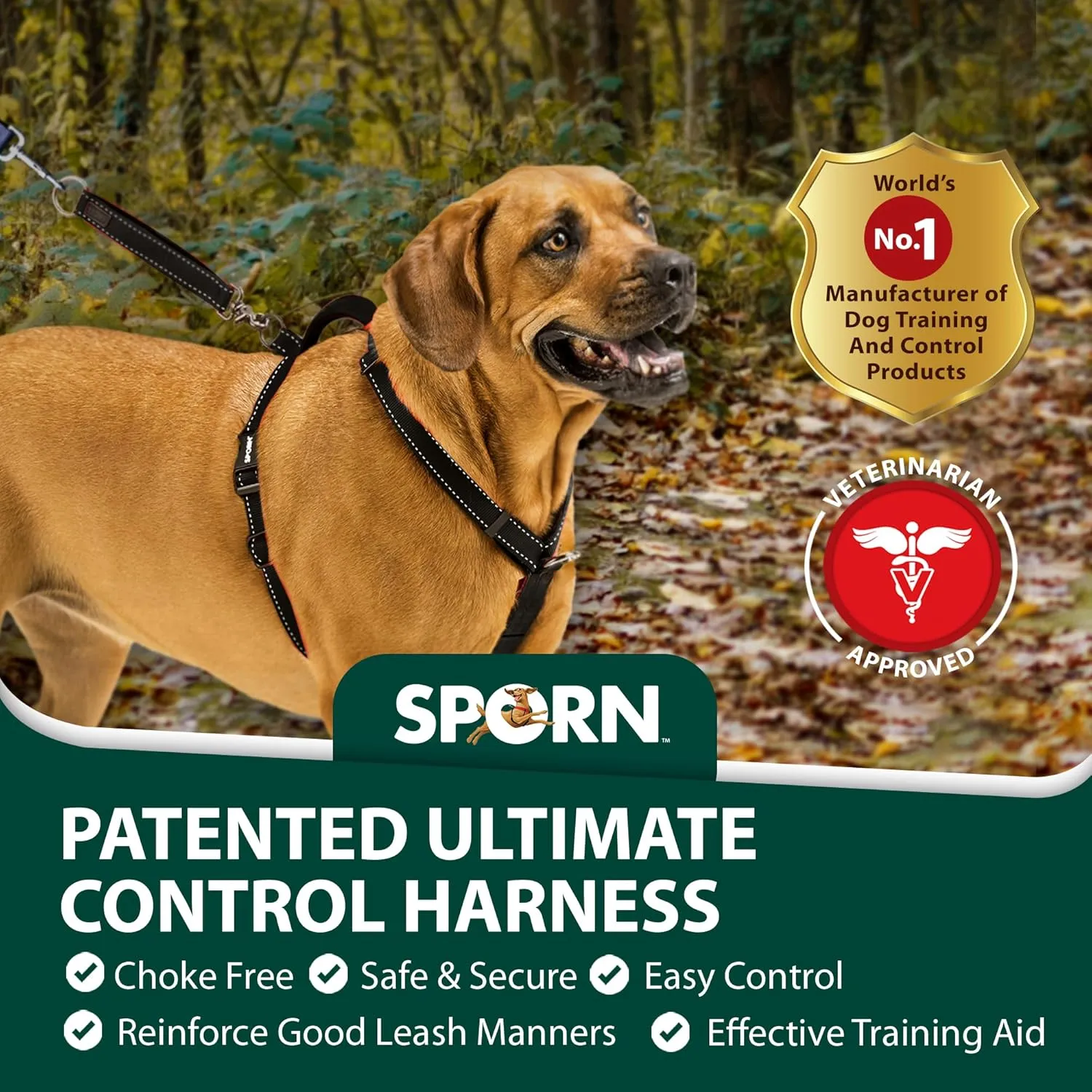 Ultimate Control Dog Harness Large Sized Dog, Black Nylon Large Dog Harness with Detachable Accessory Handle & Leash Extension, No Pull Dog Harness Large Sized Provides by Sporn