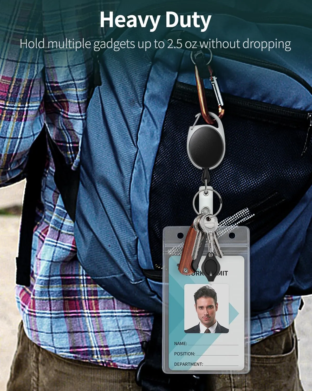 Uniclife 2 Pack Retractable Badge Reel for Badge Holder Heavy Duty Retractable Keychain Strong ABS Casing with Stainless Steel Spring Coil 24 Inch Nylon Rope Carabiner Clip and Key Ring