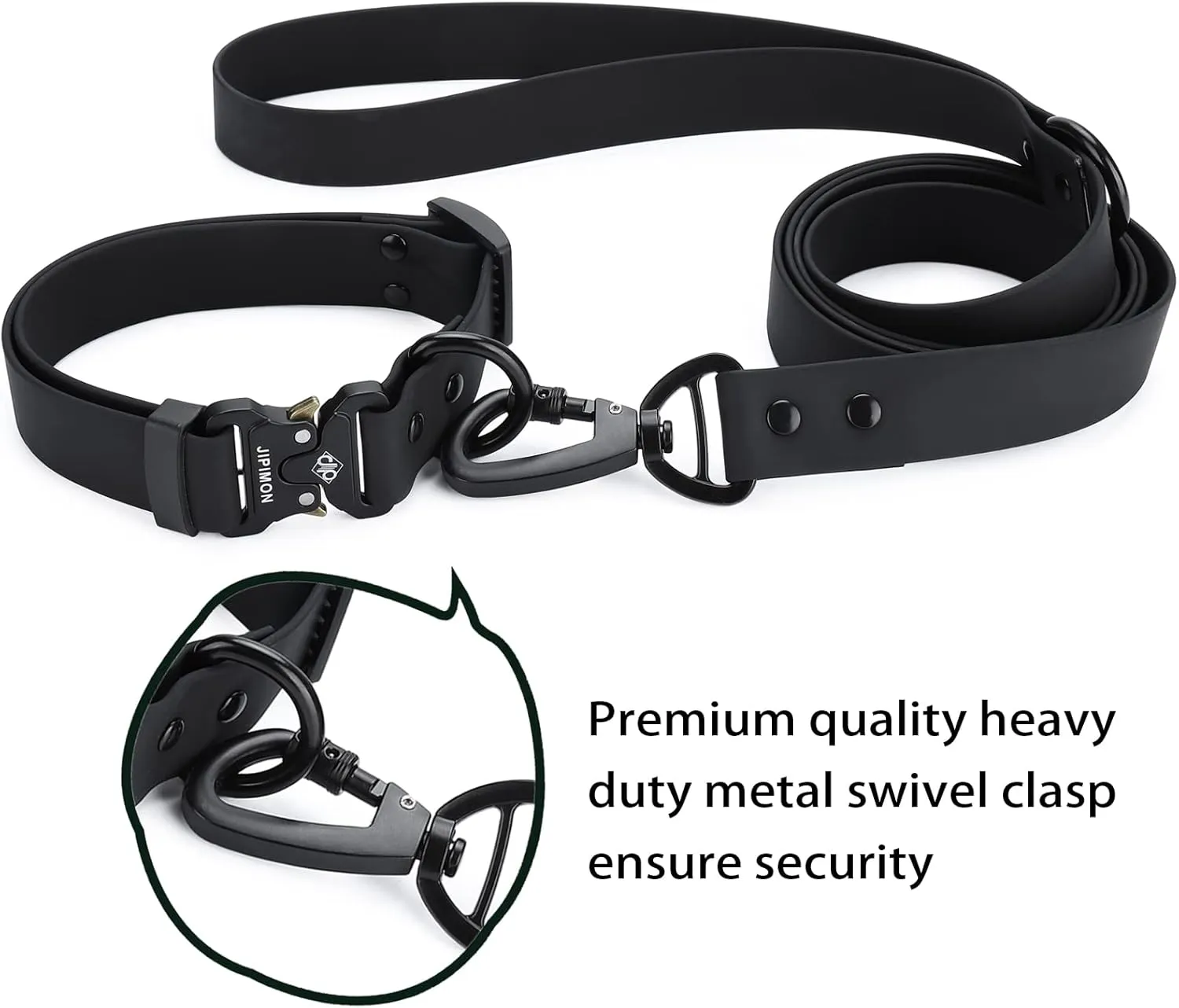 Waterproof Dog Collar and Leash Set Adjustable Quick Release Buckle Collar Leash for Small Medium Large Dogs (Large, Black)