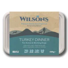 Wilsons Turkey Dinner Premium Raw Frozen Dog Food 500g
