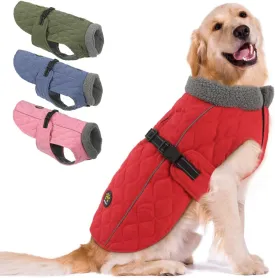 Winter Dog Coats - Warm Fleece Jacket for Small to Large Dogs, Reflective Safety Feature, Red