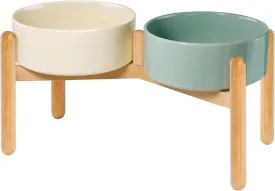 Wordcam Raised Ceramic Dog Bowls with Stand,Elevated Dog Dish, Pet Food and Water Feeder Set for Large Sized Dogs(9.4''High-60 Oz-7.6 Cups)