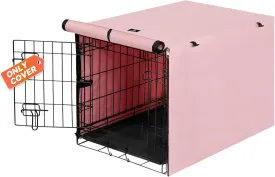 X-ZONE PET Double Door Dog Crate Cover - Polyester Pet Kennel Cover Fits 42 inches Wire Dog Cage Pink