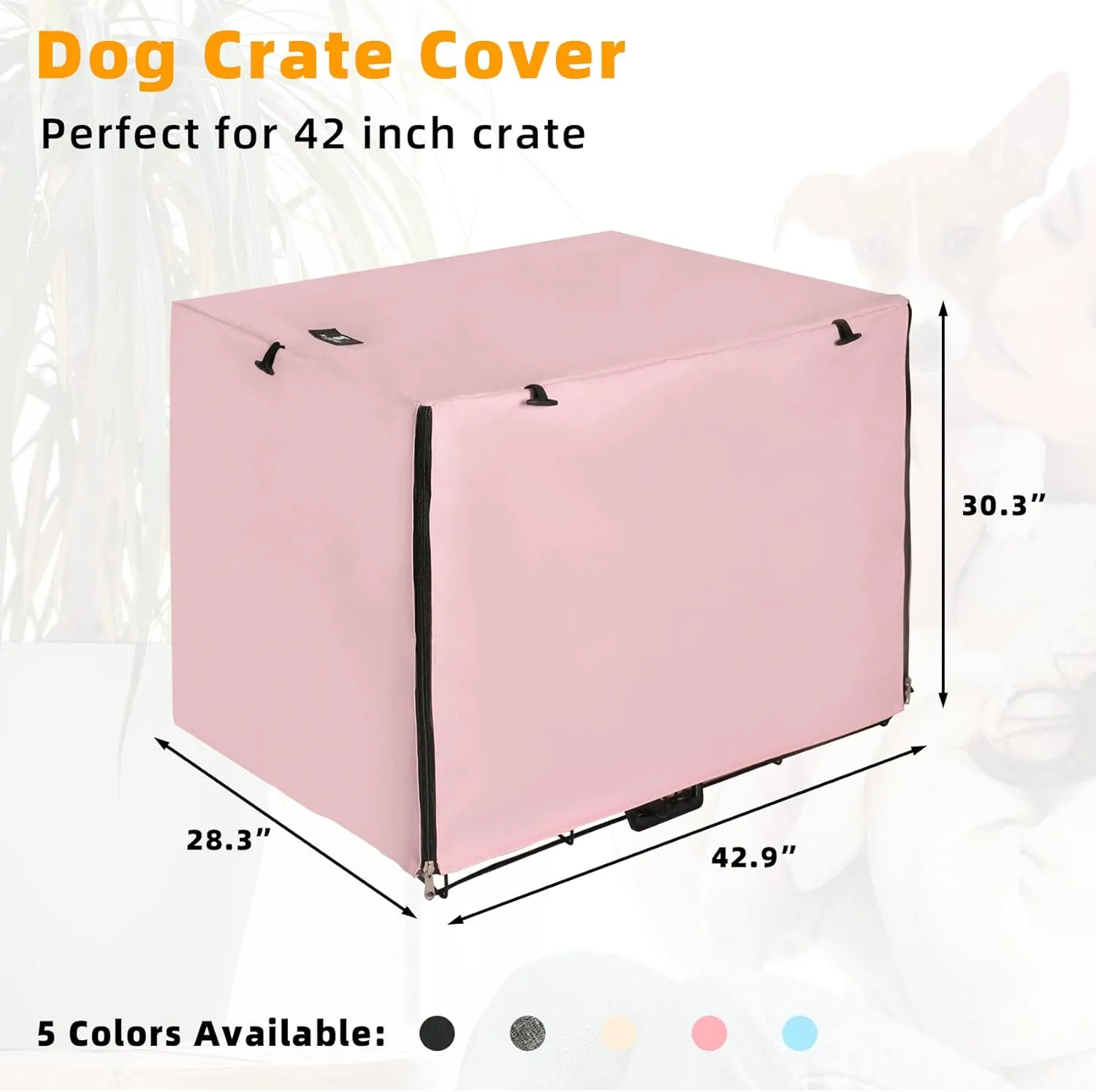 X-ZONE PET Double Door Dog Crate Cover - Polyester Pet Kennel Cover Fits 42 inches Wire Dog Cage Pink